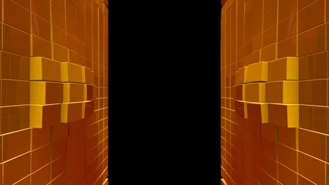 Cube Destruction Two Symmetrical Wall Stock Footage 99276687