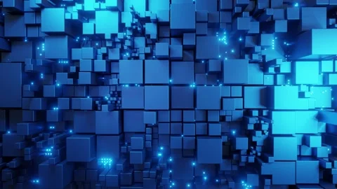 Cube digital technology background Seamless loop blue color Stock Footage 220759048