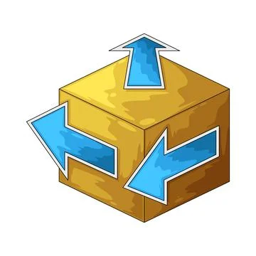 Cube with directional arrows illustration 스톡 일러스트