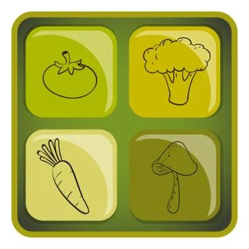 A cube with doodle images of vegetables Stock Illustration