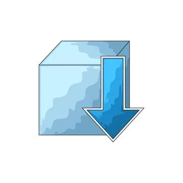 Cube with downward arrow illustration 스톡 일러스트