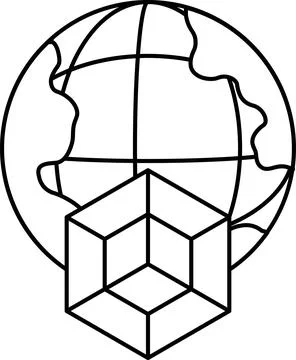 A cube is drawn on a globe Stock Illustration