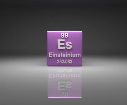 Cube with Einsteinium number 99 periodic table, 3d rendering Stock Illustration