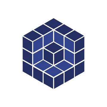 Cube emblem 2 logo brand, symbol, design, graphic, minimalist.logo Stock Illustration