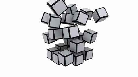 Cube falling apart Stock Footage 35606712