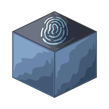 Cube with fingerprint overlay illustration Stock Illustration
