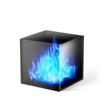 Cube with fire flames 스톡 일러스트