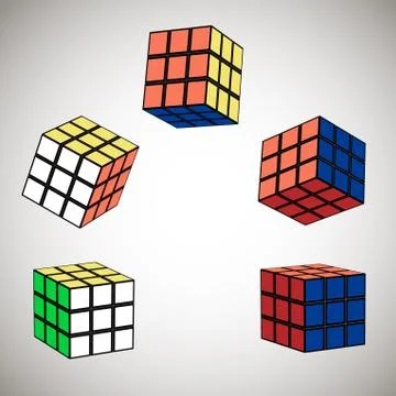 The cube in flight Stock Illustration