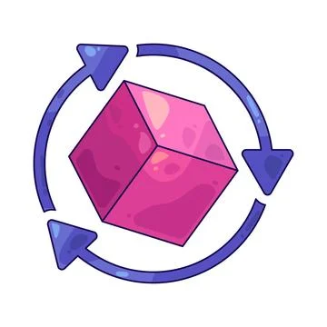 Cube with flip arrows illustration Stock Illustration