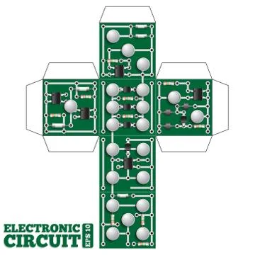Cube in the form of an electronic circuit. Stock Illustration