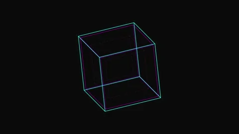 Cube Frame Animation Displaying Abstract Holographic Geometric Object 库存影片 333222960