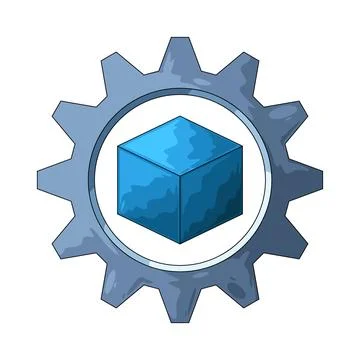 Cube with gear illustration 스톡 일러스트
