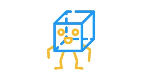 Cube geometric shape character color icon animation Stock Footage 327273301