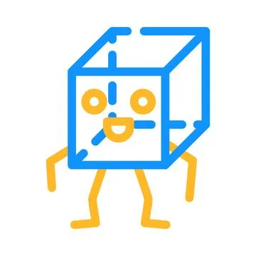 Cube geometric shape character color icon vector illustration Illustration