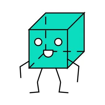 Cube geometric shape character icon color illustration Stock Illustration