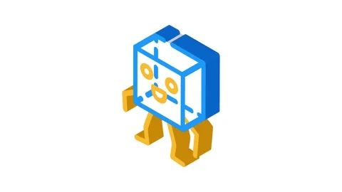 Cube geometric shape character isometric icon animation Stock Footage 327295917