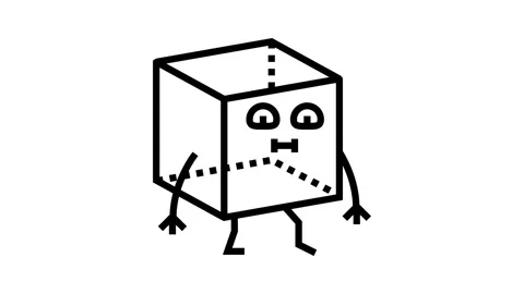 Cube geometric shape character line icon animation Stock Footage 326138715