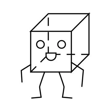 Cube geometric shape character line icon vector illustration 스톡 일러스트