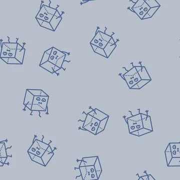 Cube geometric shape character line seamless pattern Stock Illustration