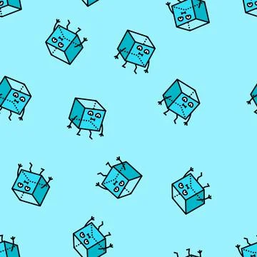Cube geometric shape character vector seamless pattern Illustrazione stock