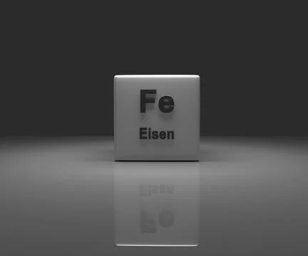 Cube with German ironperiodic system, 3d rendering Stock Illustration