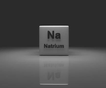 Cube with German sodium periodic system, 3d rendering Stock Illustration
