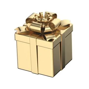 Cube golden gift box 3D Stock Illustration