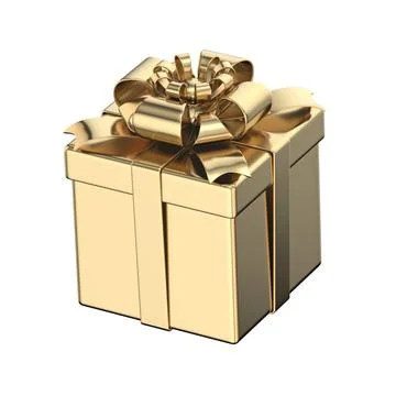 Cube golden gift box 3D Cube golden gift box 3D render illustration isolat... Foto stock