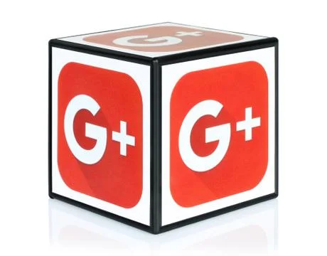 Cube with Google Plus icons イラスト素材