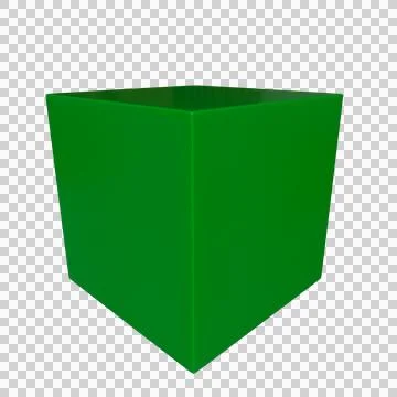 Cube green in perspective isolated on transparent background PNG Stock Illustration