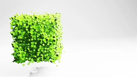 Cube green shape construction in light space, abstract animation motion graphics Stock Footage 264579521
