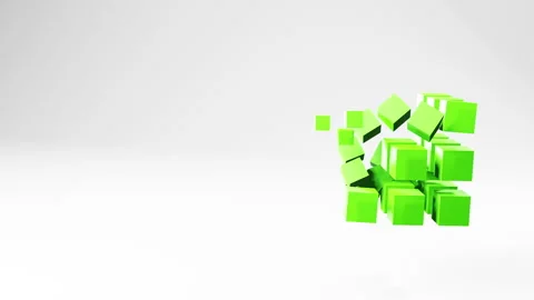 Cube green shape construction in light space, abstract animation motion graphics Stock Footage 264736044