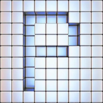 Cube grid Letter P 3D Stock Illustration