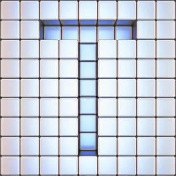 Cube grid Letter T 3D Stock Illustration