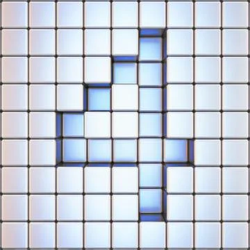 Cube grid Number 4 FOUR 3D Stock Illustration