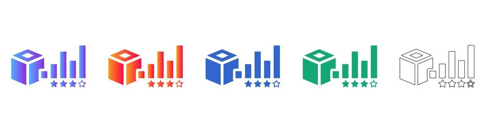 Cube Growth Performance Rating Set 스톡 일러스트