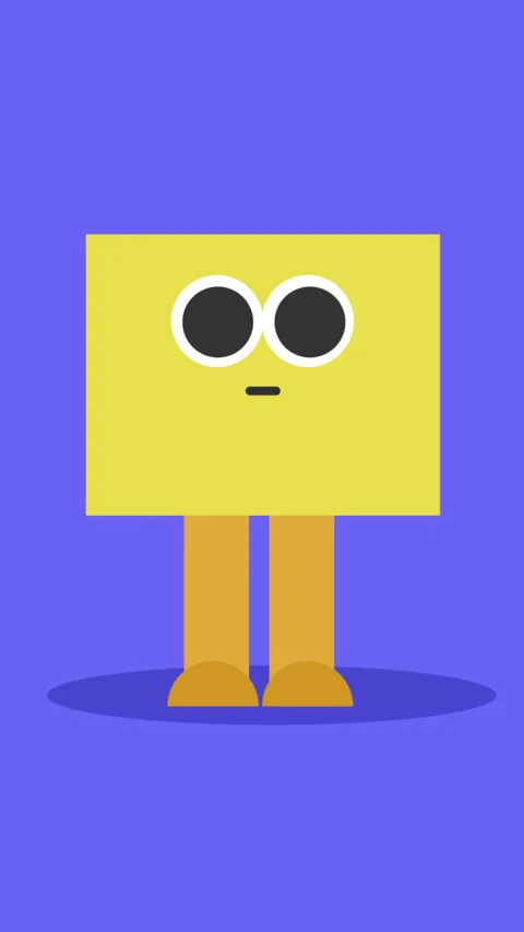 Cube Head Character Looking Around Vertical Stock Footage 295864632