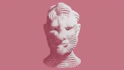 Cube Head in pink and white Stock Footage 234106076