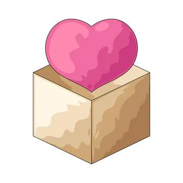 Cube with heart illustration 스톡 일러스트