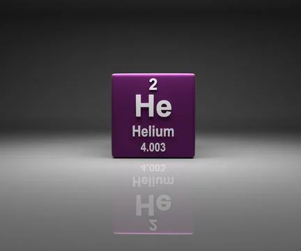 Cube with helium number 2 periodic table Stock Illustration