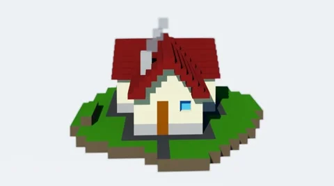 Cube house 3d rotation animation No texture Stock Footage 57321855