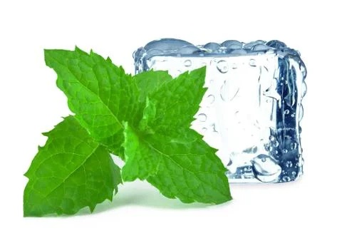 Cube ice and mint Stock Photos