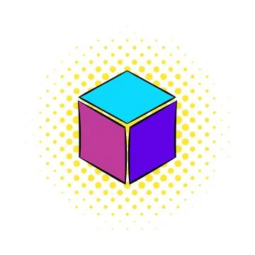 Cube icon in comics style Stock Illustration