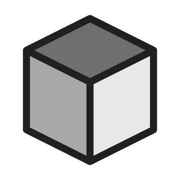 Cube icon, cuboid block shape vector element illustration Stock Illustration