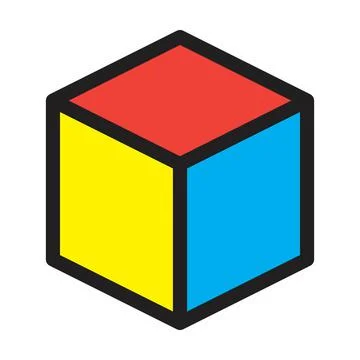 Cube icon, cuboid block shape vector element illustration Stock Illustration