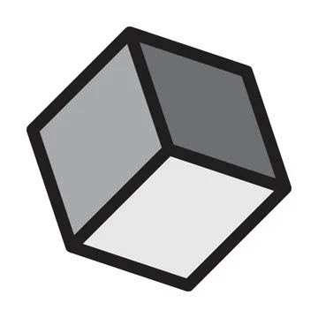 Cube icon, cuboid block shape vector element illustration Stock Illustration