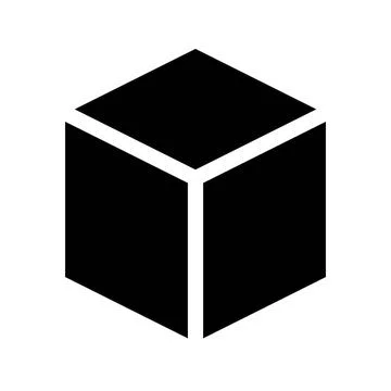 Cube icon, cuboid block shape vector element illustration Stock Illustration