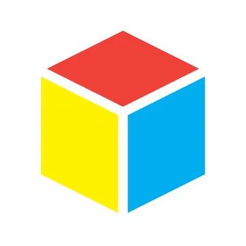 Cube icon, cuboid block shape vector element illustration Stock Illustration