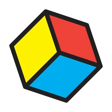 Cube icon, cuboid block shape vector element illustration Stock Illustration