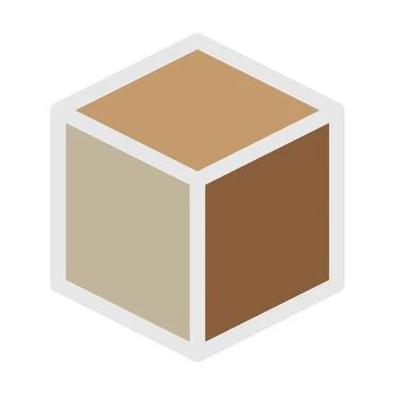 Cube icon, cuboid block shape vector element illustration Stock Illustration